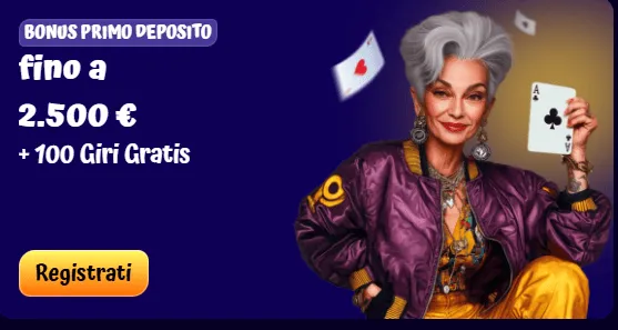 Bonus primo deposito fino a 2500 euro 100 giri gratis